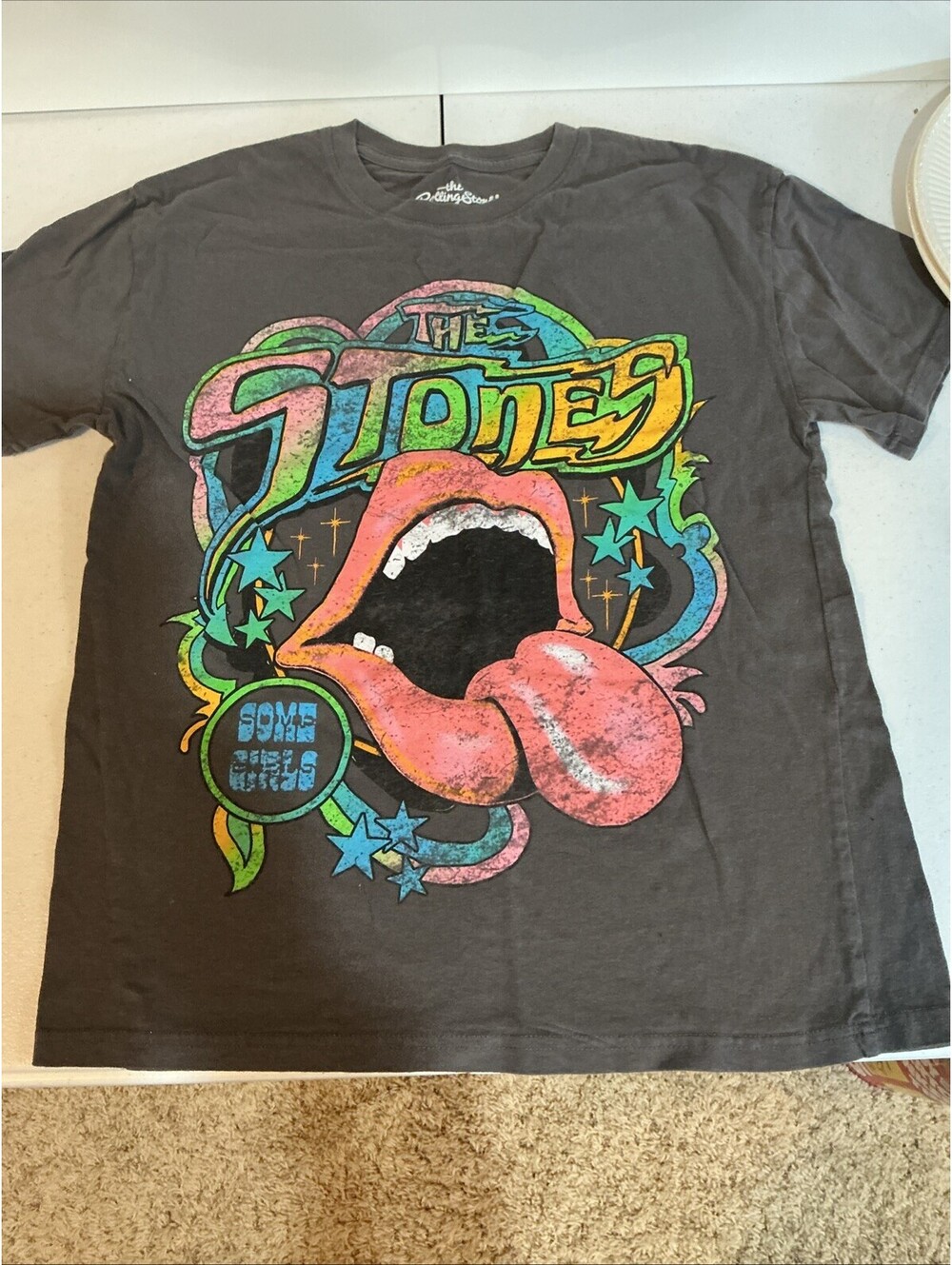 The Rolling Stones Some Girls Tongue Graphic T-Shirt, Men's Size M, Gray Multi